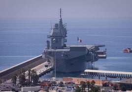 The Italian navy ship Trieste, at the Levante quay in the port of Malaga.